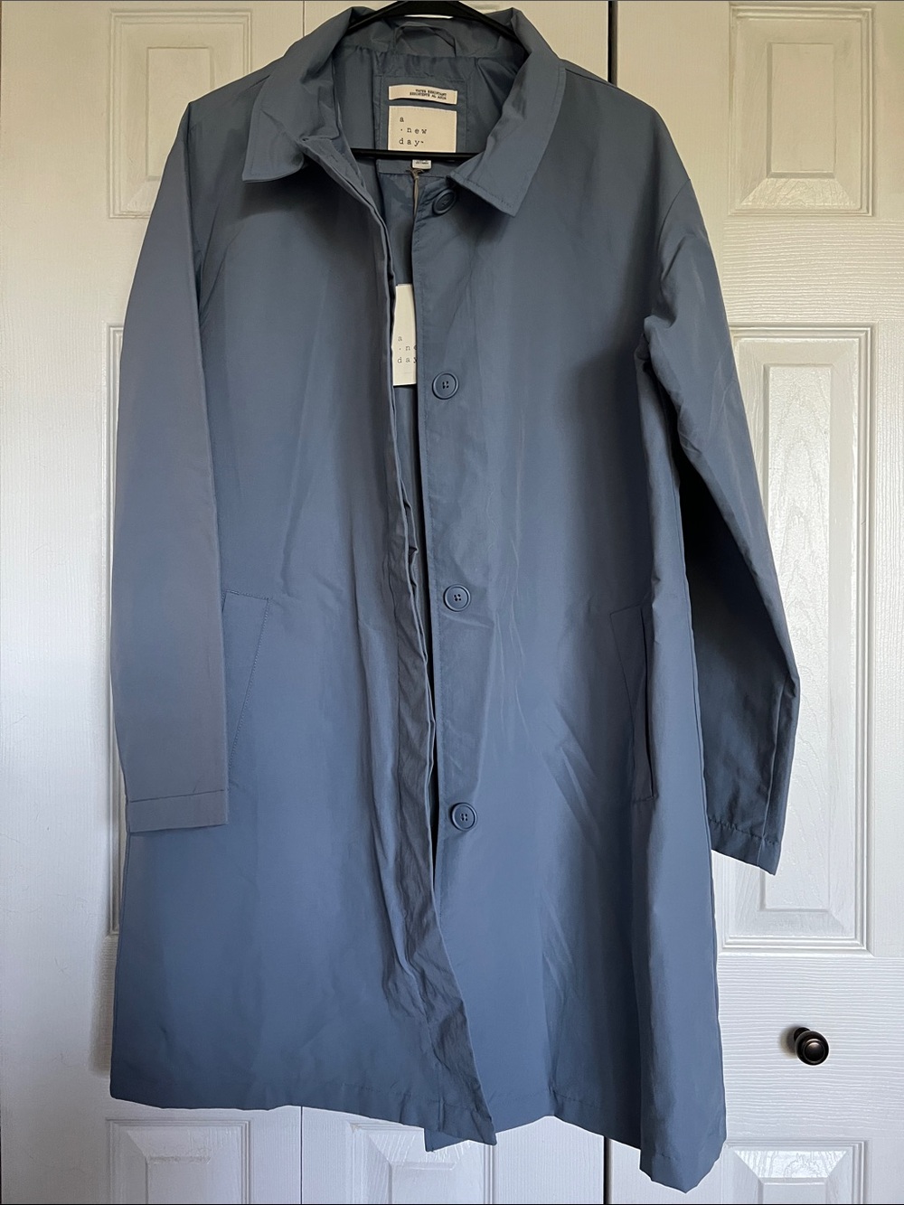 a new day Women's Slate Blue Single-Breasted Trench Coat